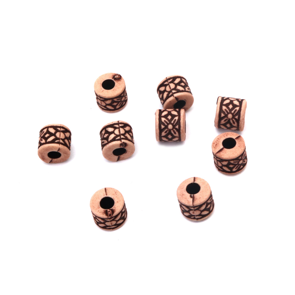 Antique Acrylic Beads cylinder 8x8 mm hole 3 mm brown -50 grams ~ 115 pieces