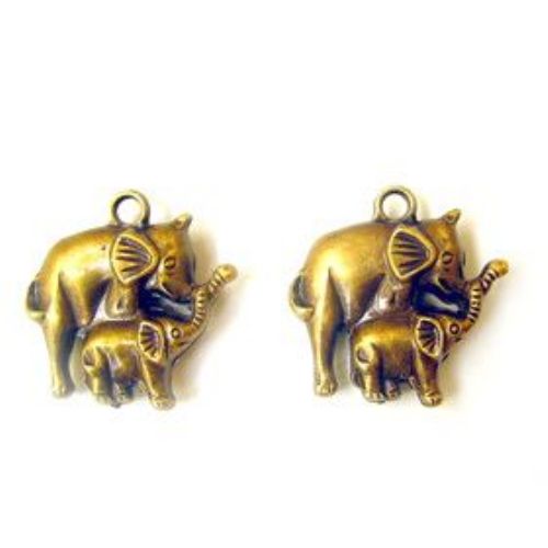 Elephant with elephant 35 mm old gold -50 grams -9 pieces