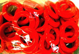 Acrylic ring solid beads for jewelry making 25 mm red - 50 grams - 29 pieces