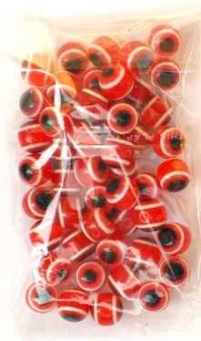 Evil eye, Beads, Round, Red,  8mm, 50pcs