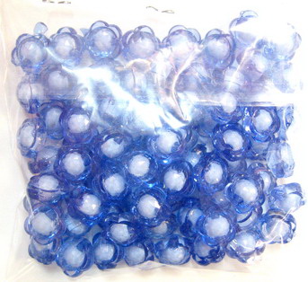Transparent Acrylic Beads, Bead in Bead, Flower, White Core, Blue 12x8 mm hole 2.5 mm - 50 grams ~ 100 pieces