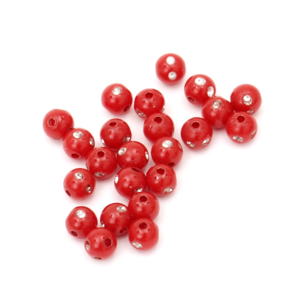 Plastic round bead with imitation of pebbles 6 mm hole 1 mm red - 50 grams ~ 550 pieces