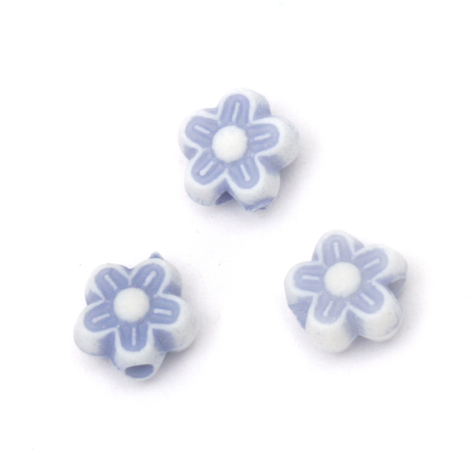 Margele forma Floare  6.5x7x4mm Gaură 2mm Albastru -50g ~ 470buc