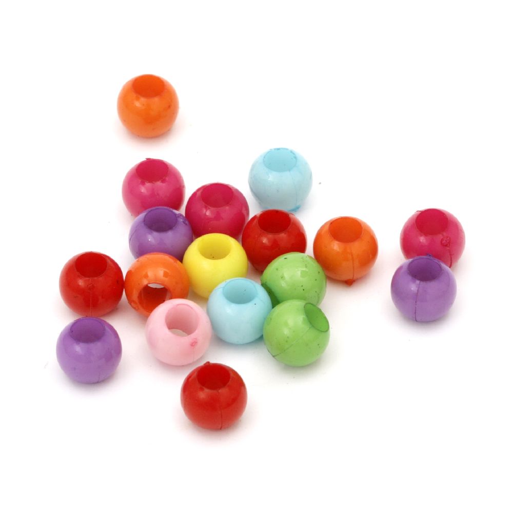 Acrylic round solid beads for jewelry making 10 mm hole 4 mm nixed colors - 50 grams ~ 85 pieces