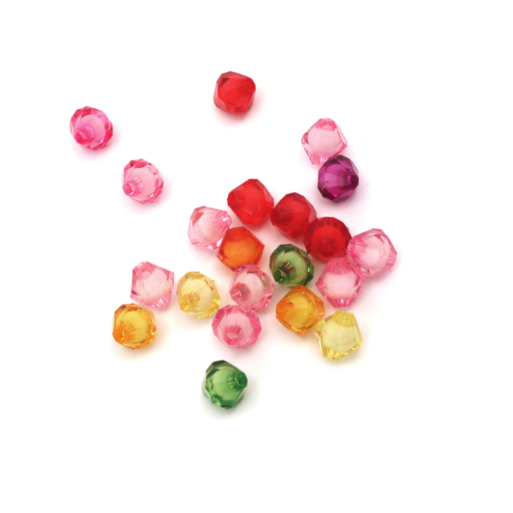 Transparent Acrylic Faceted Round Beads, Bead in Bead, White Core, Purple, Magenta and Green 8x8 mm Hole 2mm - 50g ~  240 pcs