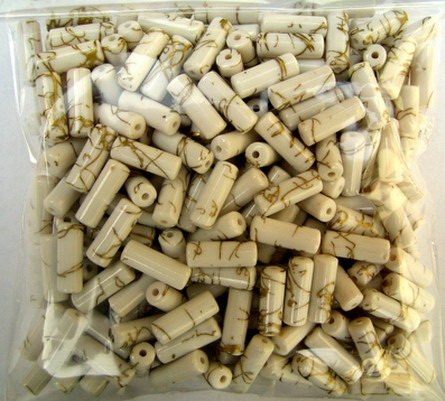 Mărgele aur   fir  cilindru 13x5 mm alb -50 grame