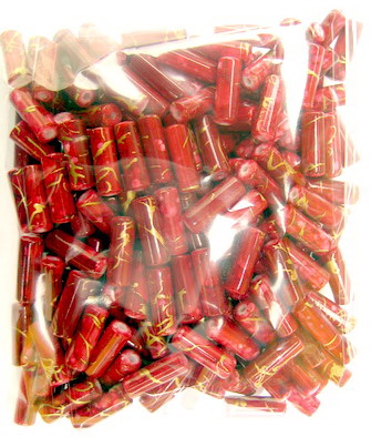 Margele  aur  fir   cilindru 13x5 mm roșu -50 grame