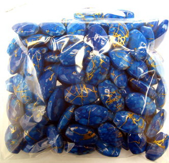 Margele  aur  fir   cilindru figurină  15x10 mm albastru -50 grame