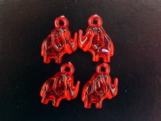 Pendant crystal elephant 15 mm red -50 grams Transparent Ac