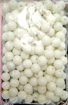 Acrylic round solid beads for jewelry making 8x7 mm hole 1.5 mm white - 50 grams ~ 180 pieces