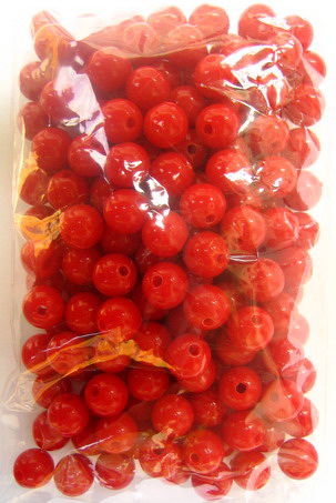 Opaque Round Plastic Bead, Red, 8x7 mm, Hole: 1.5 mm, 50 grams, 180 pieces