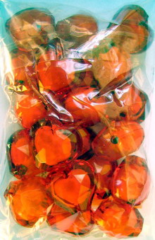 Transparent Acrylic Faceted Heart Beads, with White Core, Orange 20 mm red - 50 grams