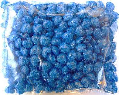 Сърца 8 мм сини меланж -50 грама