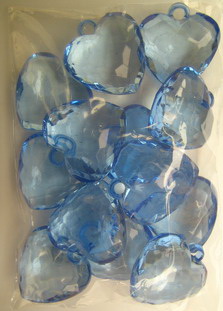 Висулка кристал сърце 25 мм многостенна синя -50 грама