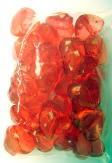 Bead crystal heart 20x18x10 mm hole 2 mm faceted red -50 grams ~ 25 pieces