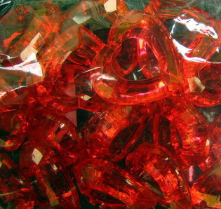 Мънисто кристал сърце 27x9 мм фасетирано червено -50 грама