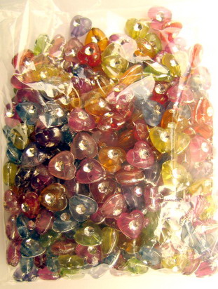 Plastic heart bead with imitation of pebbles 8 mm, colored - 50 grams