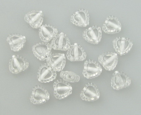 Heart Bead 8 mm transparent with white - 20 grams ~175 pieces