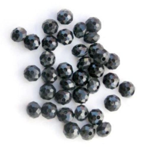 Acrylic abacus solid beads for jewelry making 8x6 mm hole 1.5 mm color black - 50 grams ± 260 pieces