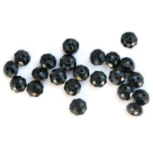 Acrylic abacus solid beads for jewelry making 10x7 mm black - 50 grams
