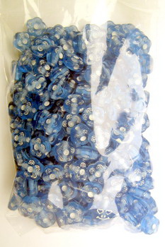 Мънисто цвете 8x4.5 мм дупка 1 мм синьо с бяло -50 грама ~270 броя