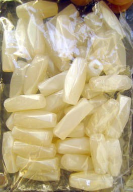 Acrylic edged cylinder beads 22x7 mm white - 50 grams