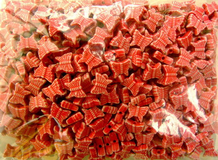 Craft Style Acrylic Beads, Butterfly, Faded Color, Red 7x8.5x3.5 mm Hole 1.5 mm - 50 grams ~ 400 pieces