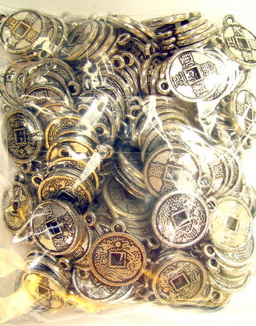 Pendant metallic coin 19x15x2 mm hole 1 mm silver -50 grams ~ 150 pieces