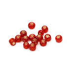 Transparent Glass beads  3 mm silver thread dark red -50 grams