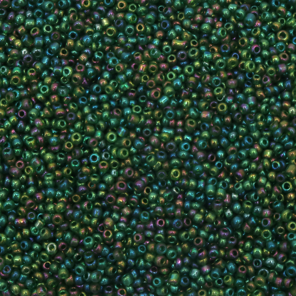 Glass Transparent Seed Beads with different Shades of Green, 3 mm, 50 grams