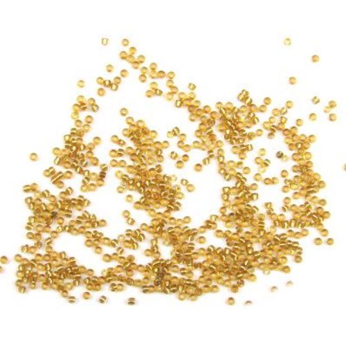 Γυάλινη χάντρα 2 mm χρυσό/ ασημένια βάση-50 γραμμάρια