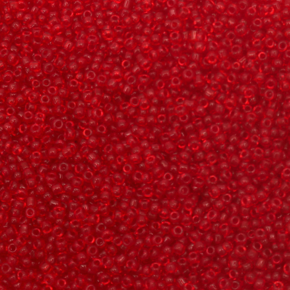 Margele de sticlă roșu transparent de 3 mm -50 grame