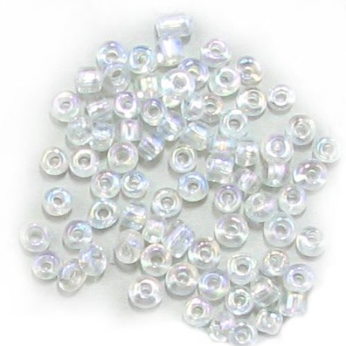 Γυάλινες χάντρες seed 4 mm διαφανές  λευκό -50 γραμμάρια