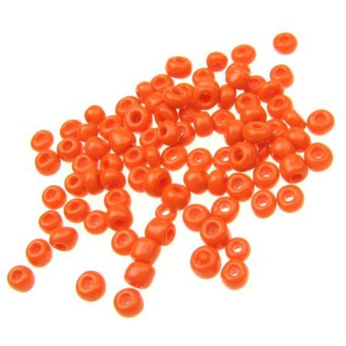 Γυάλινες χάντρες seed  4 mm πορτοκαλί -50 γραμμάρια