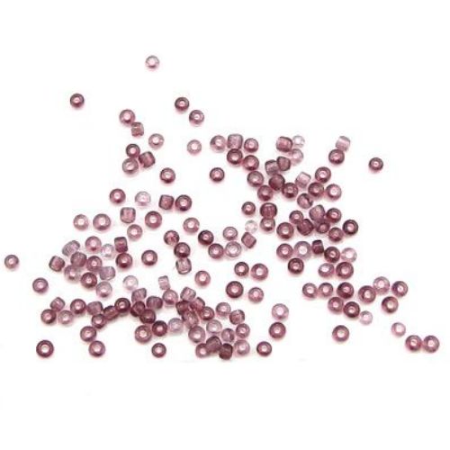  Glass beads 2 mm transparent light purple -50 grams