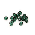Glass Transparent Seed Beads, Dark Green, 3 mm, 50 grams