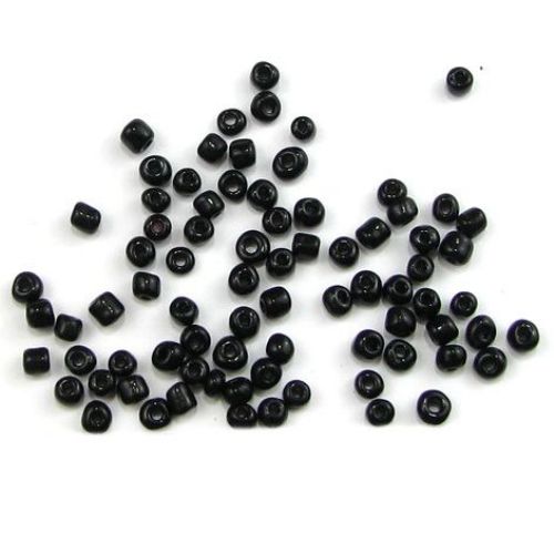 Margele de sticlă grosime 4 mm negru -50 grame