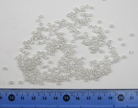 Transparent Glass beads 3 mm transparent with a thread arc white -50 grams