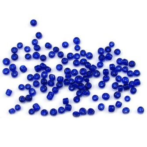 Glass beads 3 mm transparent dark blue -50 grams
