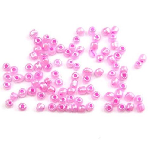 Glass beads 4 mm Ceylon pink 2 -50 grams