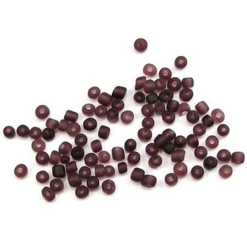 Glass beads 4 mm frosted light purple -50 grams