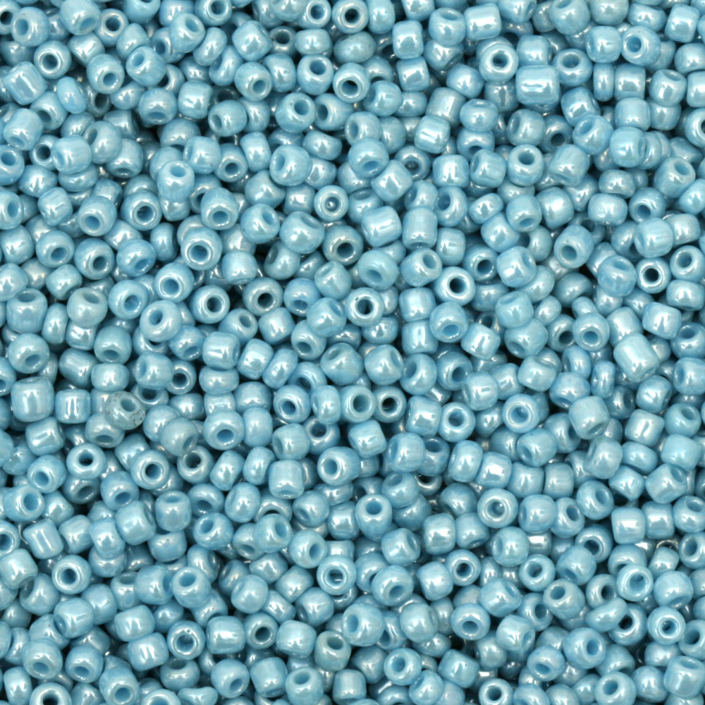Opaque Small Glass Beads with a Pearl Coating, Round Spacer Beads for DIY Jewelry, Light Blue, 3 mm, 50 grams