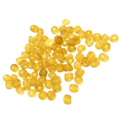 Glass beads 4 mm frosted caramel -50 grams