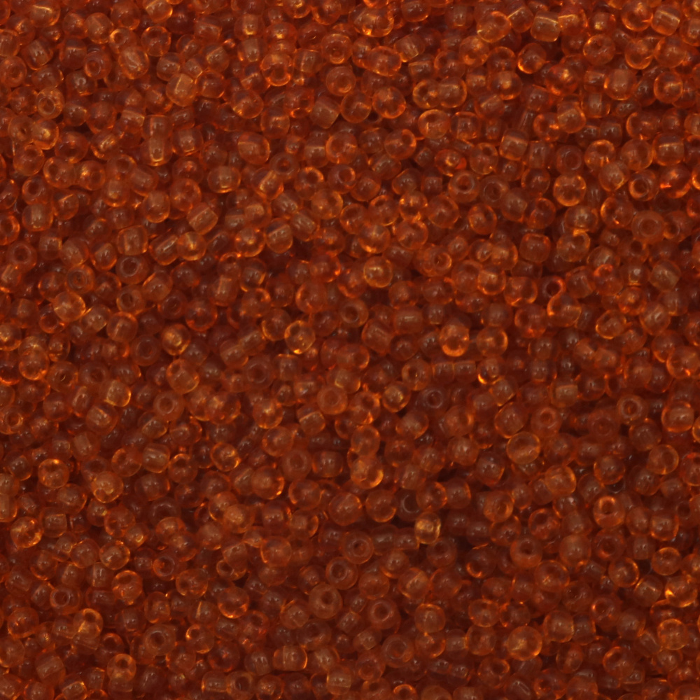 Γυάλινες χάντρες seed 3 mm διαφανές καραμέλα -50 γραμμάρια