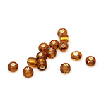 Transparent Glass beads 4 mm silver thread brown -50 grams