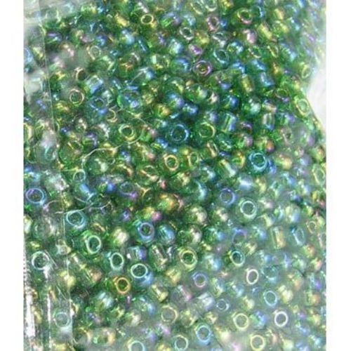 Margele de sticlă 2 mm arc transparent verde 2 -50 grame