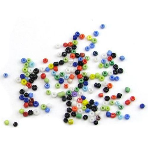 Colored Glass beads 2 mm solid color -50 grams