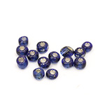 Γυάλινες χάντρες seed   4 mm ασημένια βασή σκούρο μπλε -50 γραμμάρια