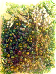 Transparent small glass beads 4 mm arc dark green -50 grams