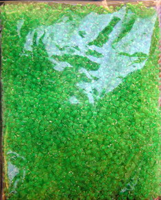 Margele de sticlă 2 mm transparente cu fir verde 1-50 grame